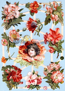 EF7102B -Blommor och blomsterflicka.