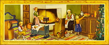 joulua juliste - Jul i köket, gammal,1950-talet