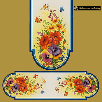 Tipical swedish vintage bonad - flores del verano, de edad de 50 -