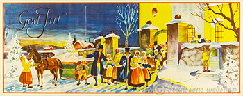 joulua juliste - Julotta, gammal,signatur Jison, 1940-talet