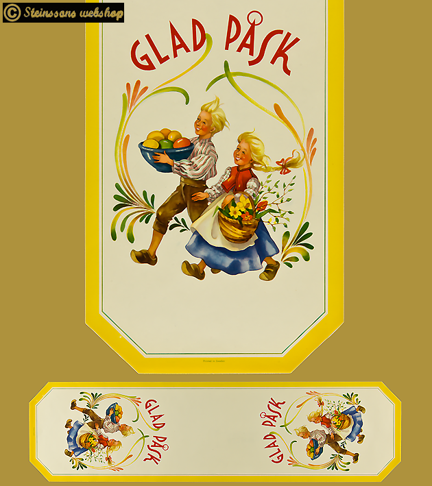 Bordslöpare - Pojk och flicka kommer med ägg och blommor