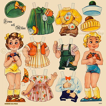Suuret arkki,  nuket Irma & Allan  50s motiivi