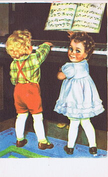 Vintage 50s, postcard with address bar at the back