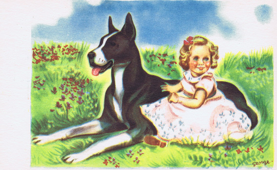 Vintage 50s, postcard with address bar at the back