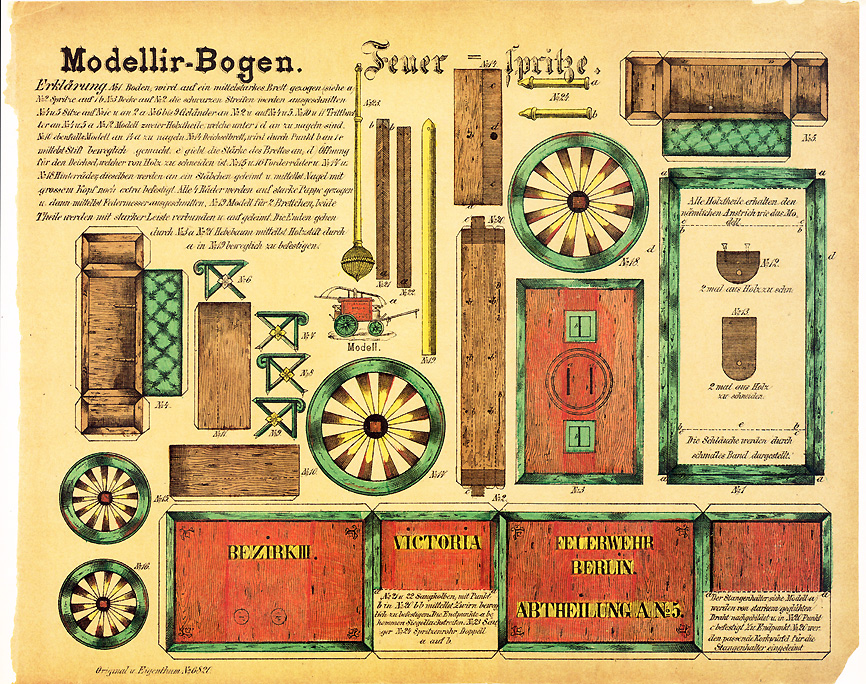 Vater-pump, Cut out sheets, designs from 1879