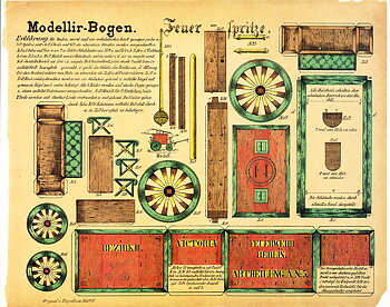 Vann-sprøyte, modell ark - motiv fra 1879