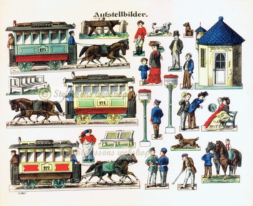 Pferdebahn, Aufstellbilder - Motive von 1881