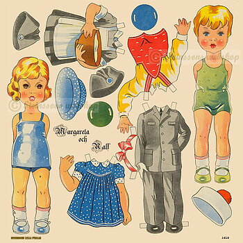 Suuret arkki,  nuket Margareta & Ralf  50s motiivi