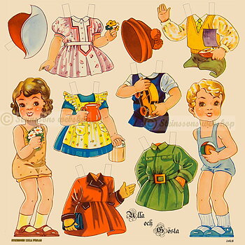 Suuret arkki,  nuket Ulla & Gösta  50s motiivi