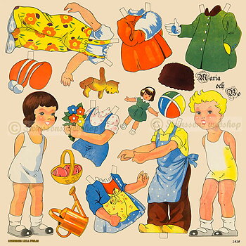 Suuret arkki,  nuket Maria & Bo  50s motiivi
