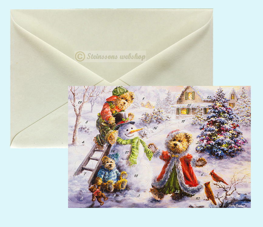 Retro adventcalendar-double card, with envelope - Nicky Boehme