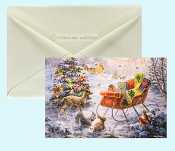 Retro adventskalender-dobbeltkort med konvolutt - Nicky Boehme