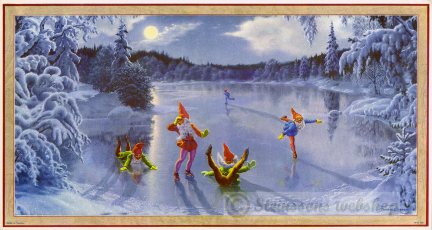 Liten bonad - Med skridskor på sjön,1950talet Anders Olsson
