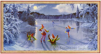 Liten bonad - Med skridskor på sjön,1950talet Anders Olsson