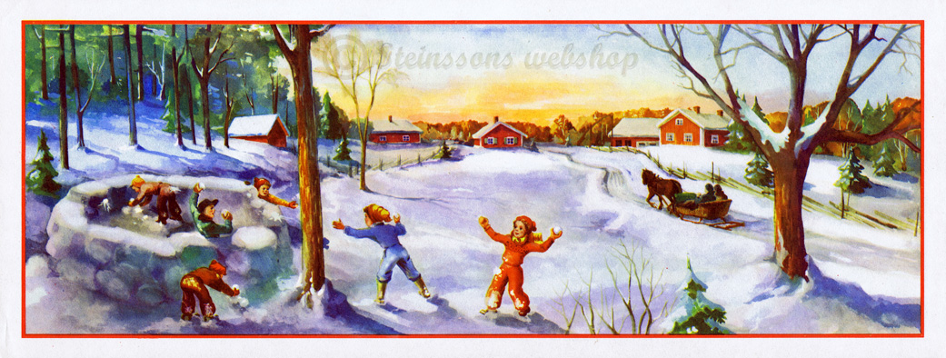 Liten bonad - Snöbolls-krig, 1950talet osignerad