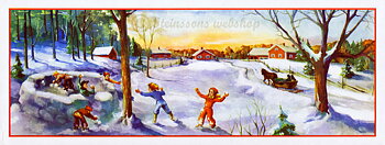 Liten bonad - Snöbolls-krig, 1950talet osignerad