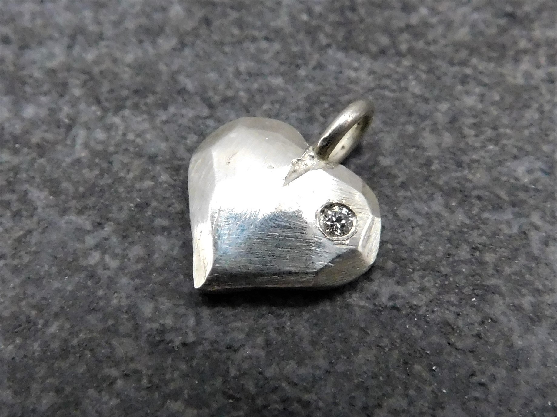 Hänge Älskad hjärta 12 mm silver diamant - 3