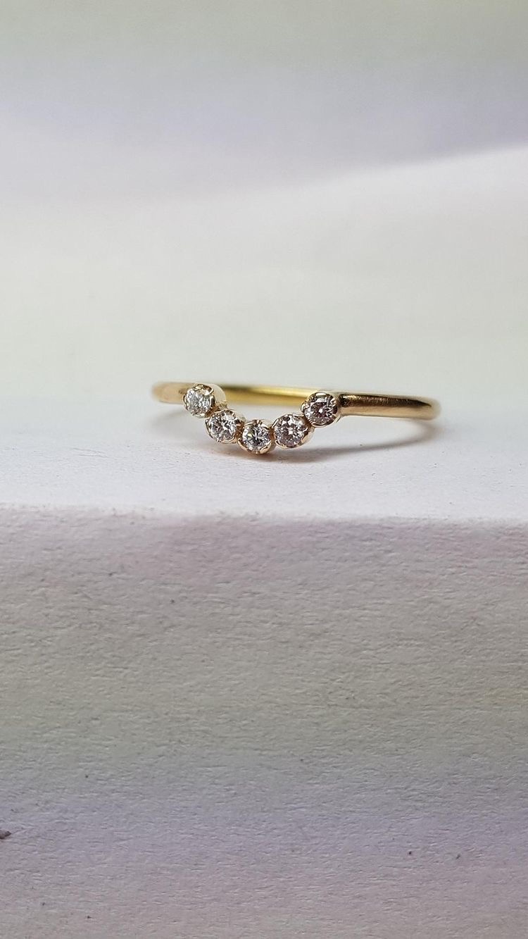 Ring Rose handgjord diamanter 5x0,02 ct guld 18 karat