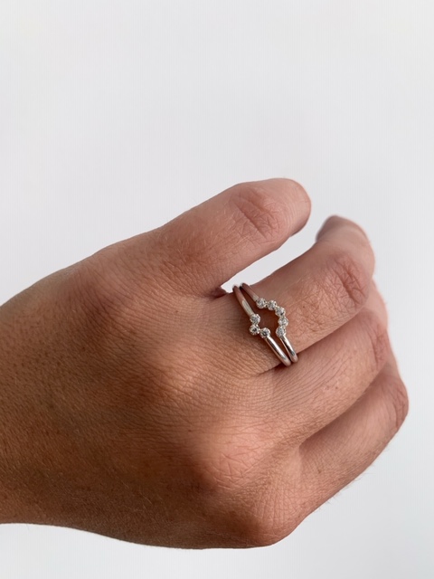 Ring Rose handgjord diamanter 5x0,02 ct guld 18 karat