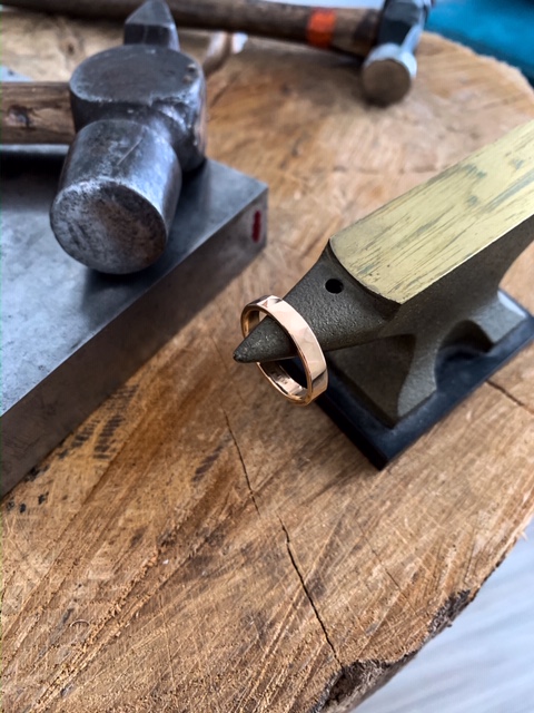 Ring Hammery handgjord yta guld 18 karat - 5