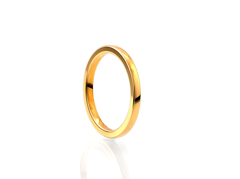 Ring halvkupad profil 2 mm bred guld 18 karat