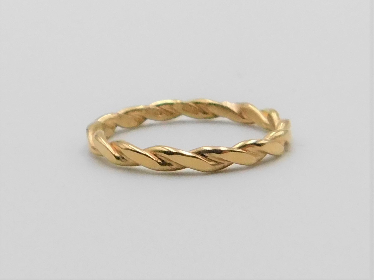 Ring Ask "platt" handgjord guld 18 karat  - 5