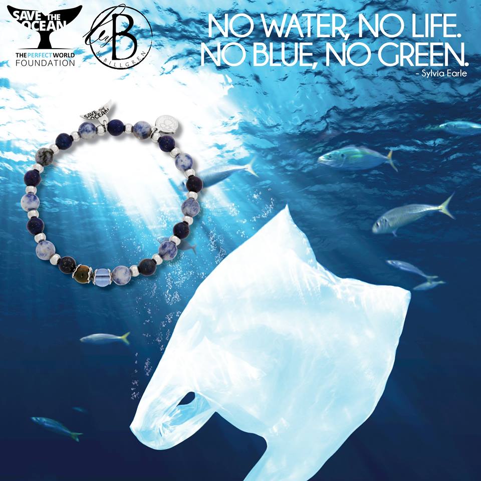 Armband "Save the Ocean" grönt med ståldetaljer  - 3