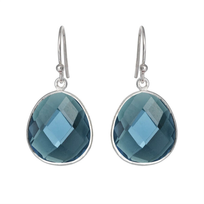 Örhängen blå kristall 17x19 mm krok silver 