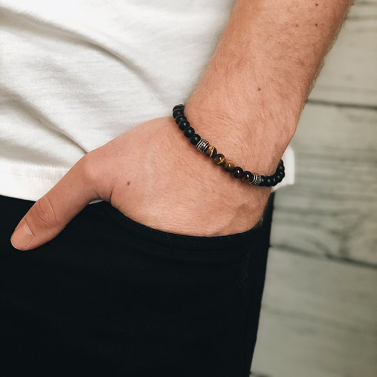 Armband tigeröga och onyx