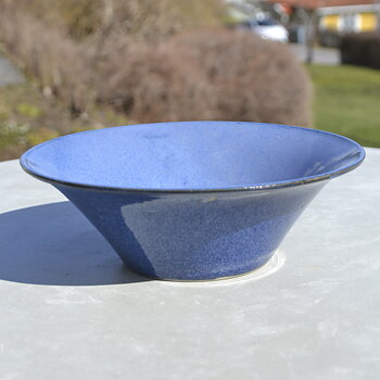 Handmade Small stoneware Bowl | Flow - blue glossy