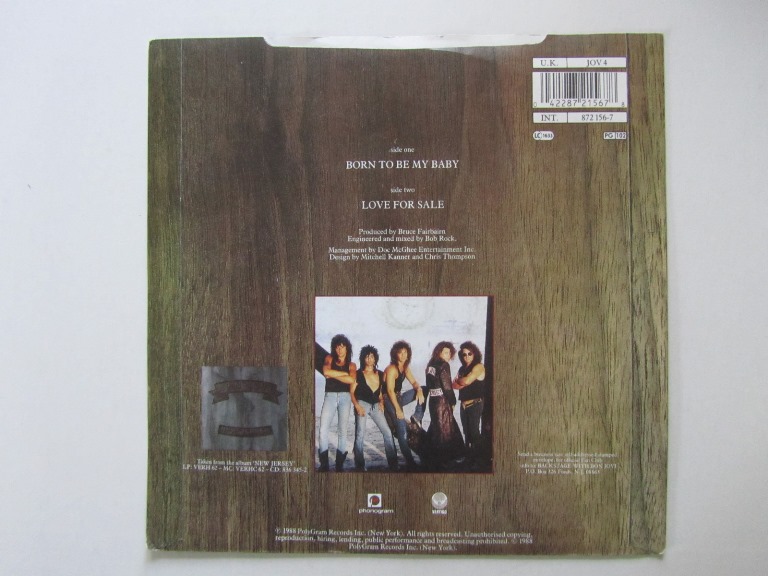 Bon Jovi Born To Be My Baby / Love For Sale 7"  - 2