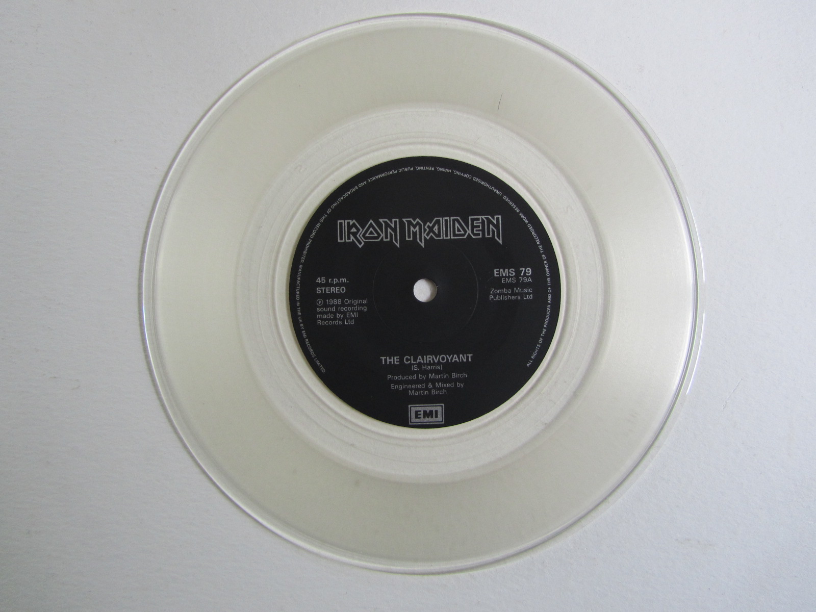 Iron Maiden Clairvoyant 7" clear vinyl med poster - 3