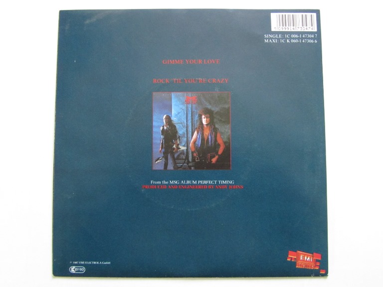 McAuley Schenker Group Gimme Your Love / Rock 'Til You're Crazy 7" singel - 2
