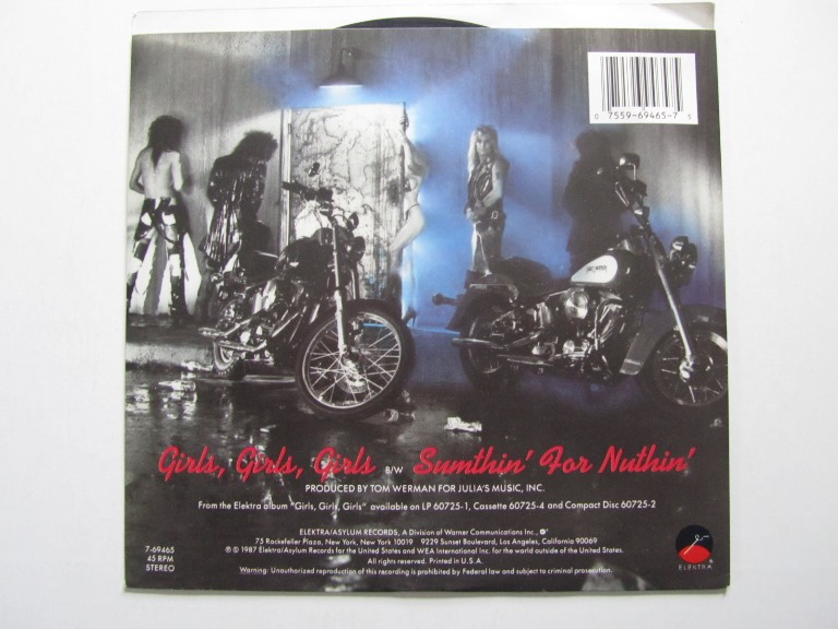 Motley Crue Girls Girls Girls / Sumthin´ for Nuthin´ 7" singel - 2