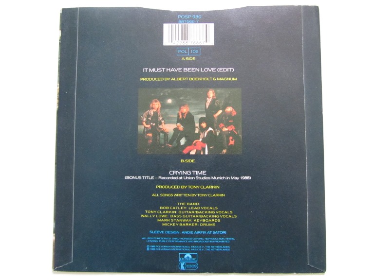Magnum It Must Have Been Love /edit) / Crying Time 7" singel - 2
