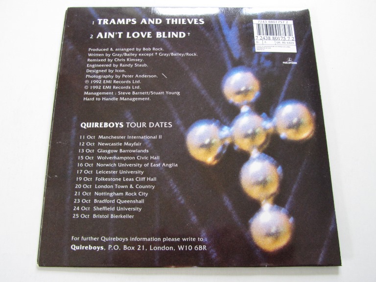 Quireboys Tramps & Thieves / Ain't Love Blind 7" singel med vykort - 2