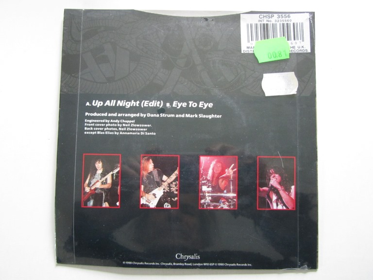 Slaughter Up All Night (Edit) / Eye to Eye 7" singel med tygmärke - 2