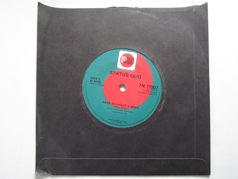 Status Quo Down the Dustpipe / Face Without a Soul 7" singel - 3