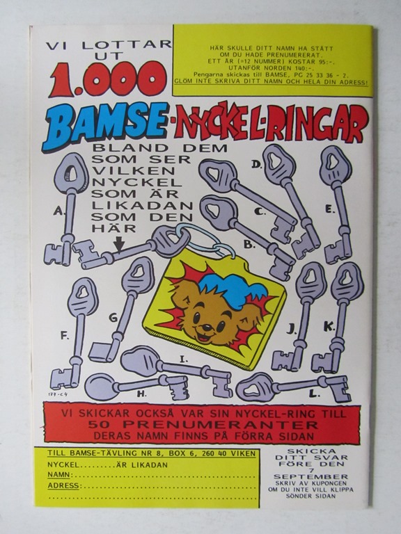 Bamse 1988 08 VF med bilaga klistermärken - 2