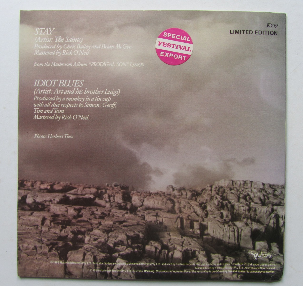 Saints Stay / Idiot Blues 7" Singel - 2