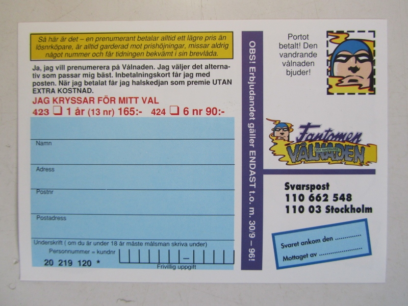 Fantomen Den vandrande vålnaden 1996 06 Med pren. kupong - 3