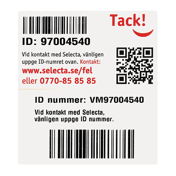 Vattenfall, felanmälan dekal för äldre ID nummer dekal.