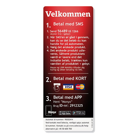 Betalningsinstruktion SMS, Kort, Monyx.
