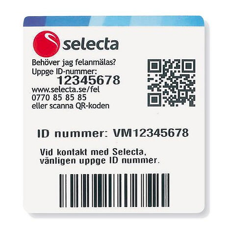 ICA, felanmälan dekal för nya versionen ID nummer dekal.