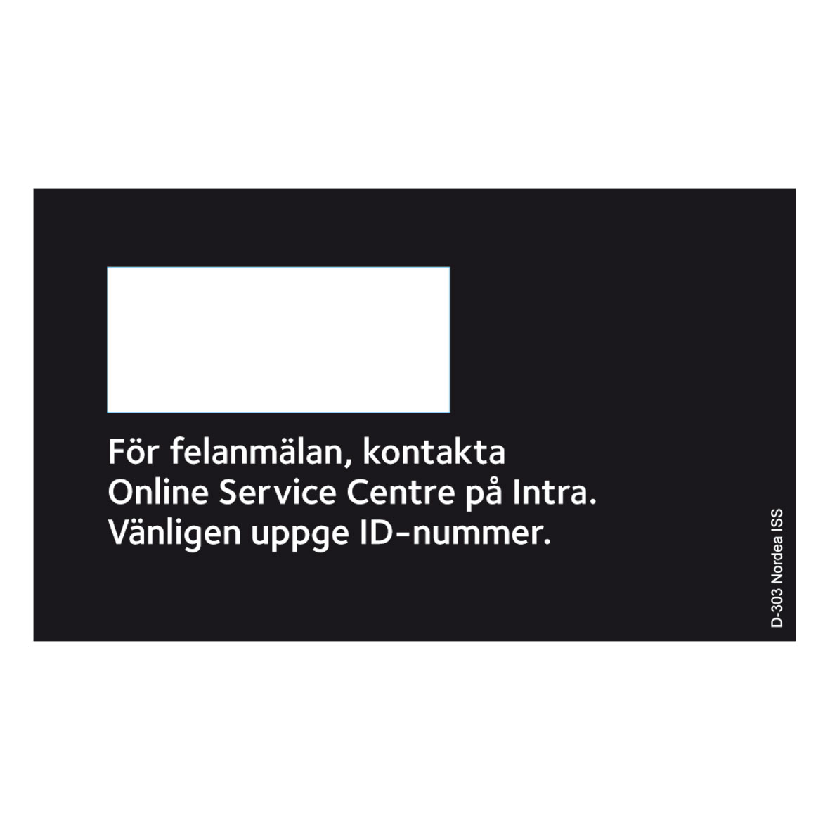 Nordea, felanmälan dekal för äldre ID nummer dekal.