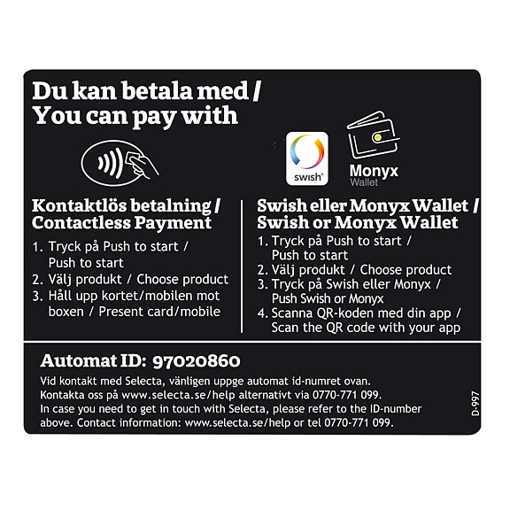 Betaldekal med unikt id nummer