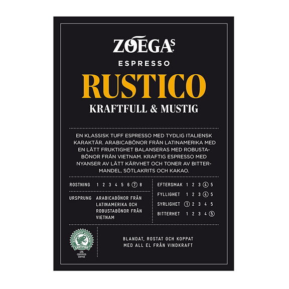 Menykort Espresso Rustico