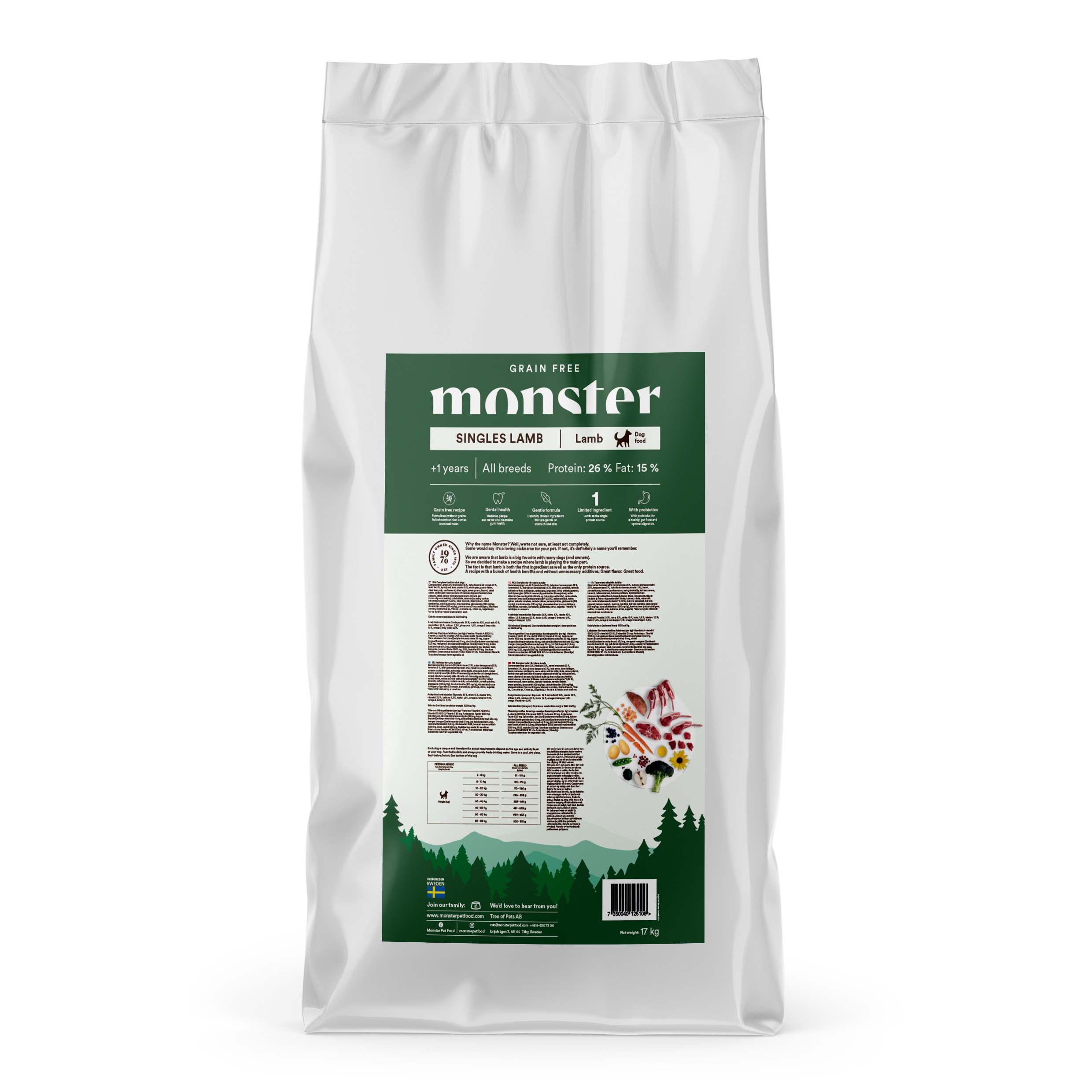 Monster Dog Grain Free Singles Lamb  17Kg