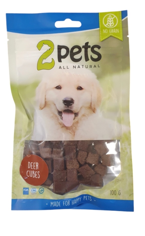 2pets Dogsnack  Deer cubes 100g
