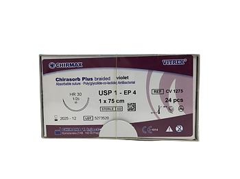 Chirasorb Plus suture 1, HR 30 mm needle, 75 cm violet